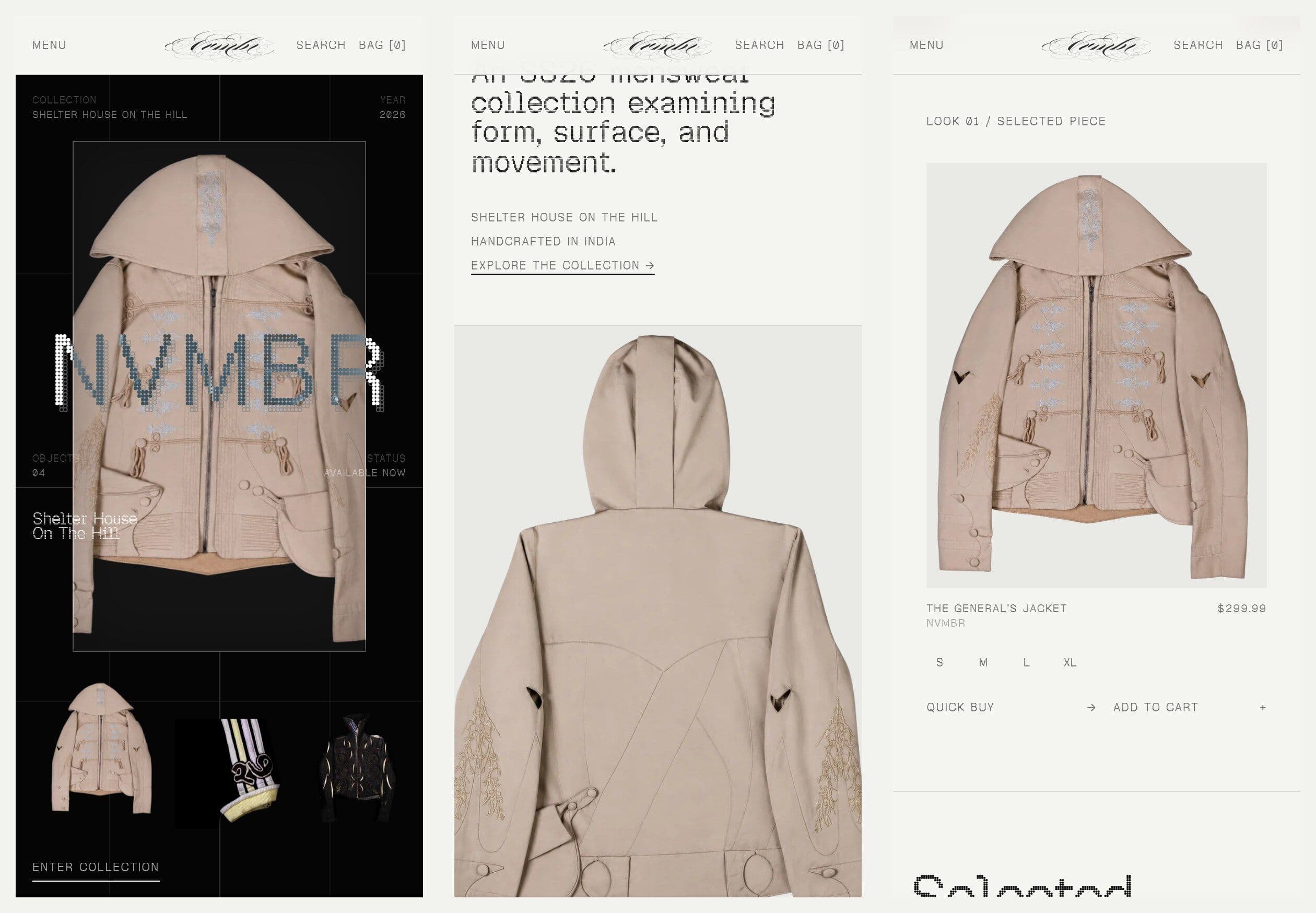 NVMBR on mobile: hero, collection and product views