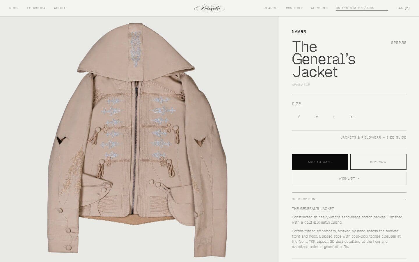 Product page for The General’s Jacket