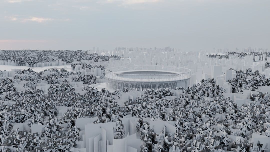 Stadium and city in clay