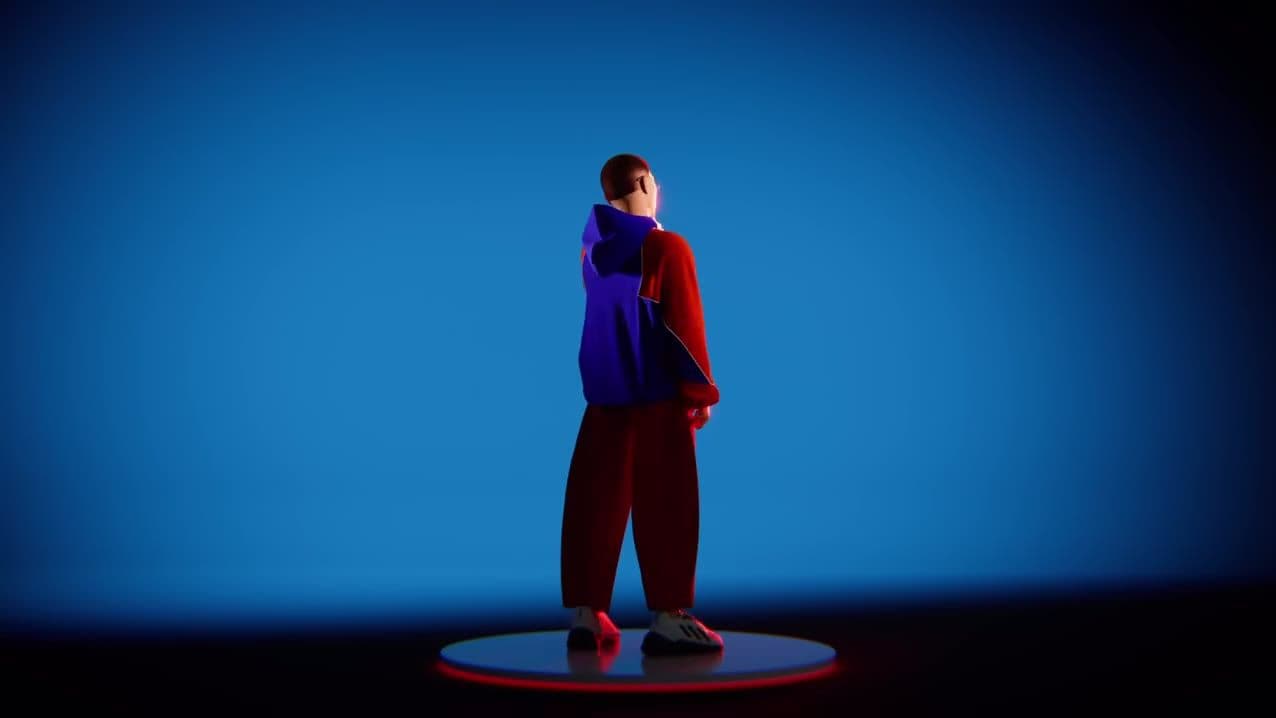 Full character on a lit plinth